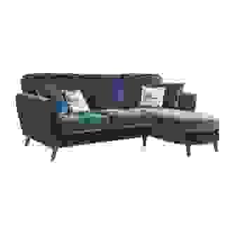 Elegant Velvet Sofa Chaise with Wooden Legs